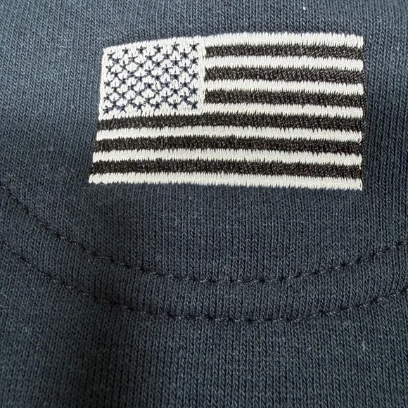 Carhartt Mens Navy Blue Quarter Zip Sweatshirt Fluor Logo American Flag  XLarge - Picture 5 of 7